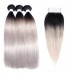 Stema 1B/Grey Straight Virgin Hair Bundles With 4x4 Lace Closure